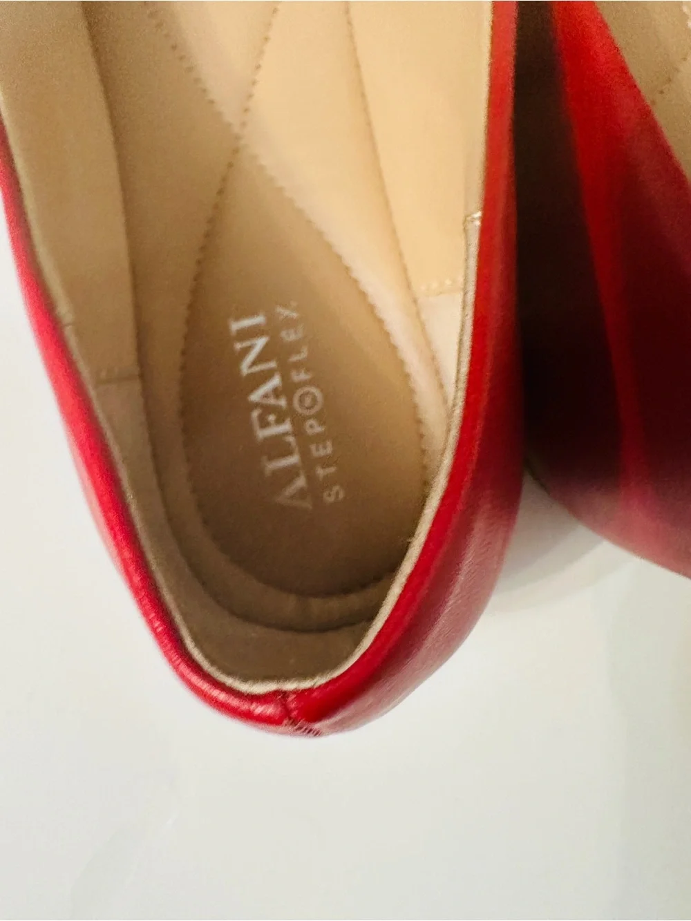 Alfani Step Flex Red Square Toe Gold Cap Toe Ballet Flats Size 10M